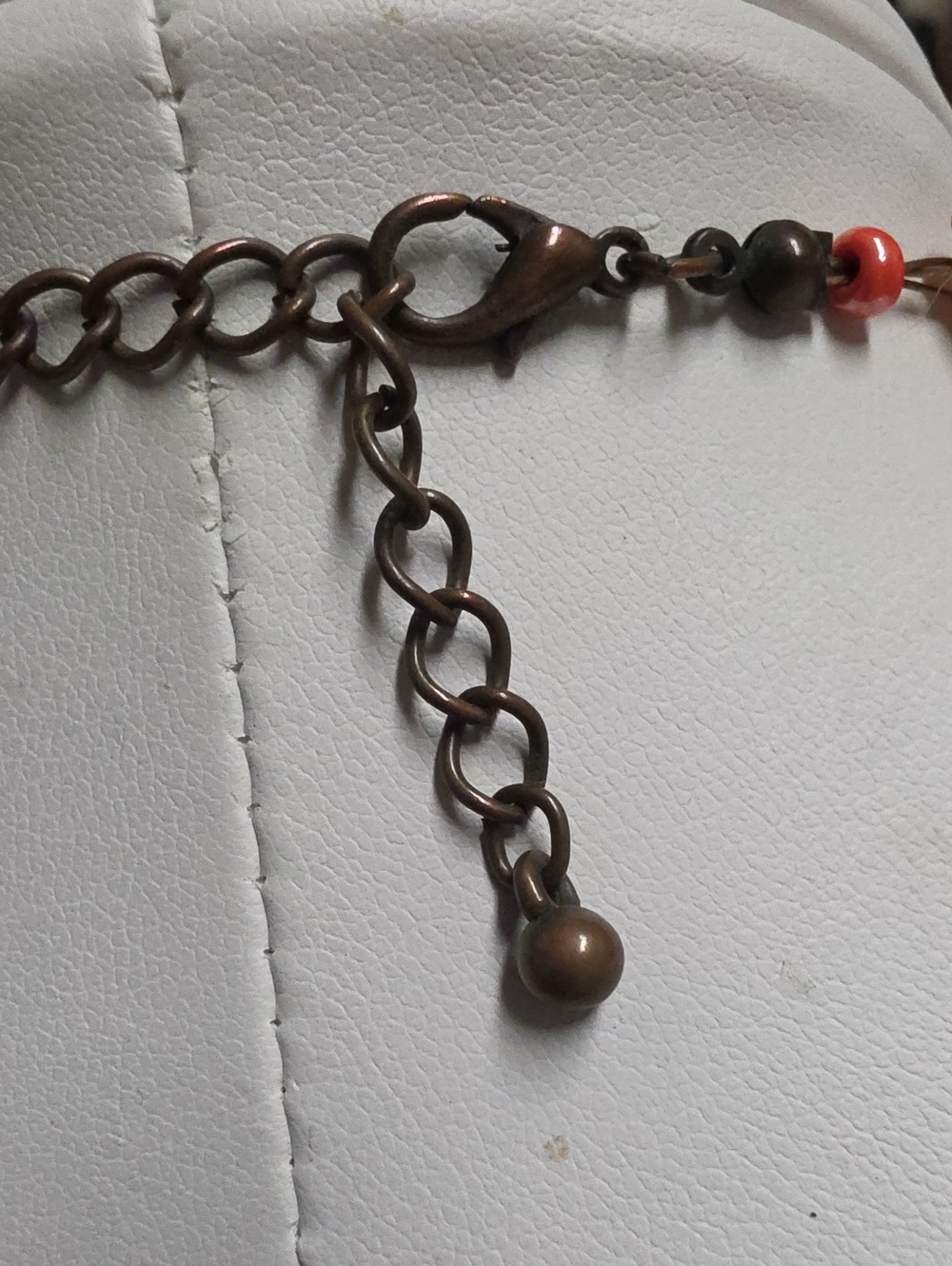 Vintage Artisan Tiger Eye Carnelian And Brass Wire Strung Necklace - Picture 5 of 6